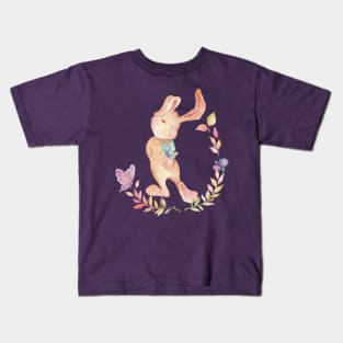 Cute Cottagecore Bunny with Butterflies Kids T-Shirt